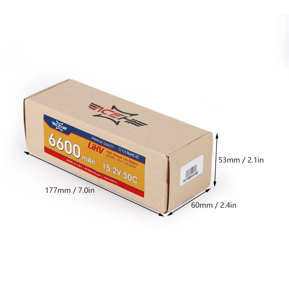 ACEHE 15,2 V 6600 мА/ч, 50C 4S1P 100.32Wh XT60 Plug высокое Напряжение Lipo Батарея