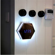 Зеркало стекло светодиодный ночник встроенный литиевый аккумулятор оформитель Косметика цифровой будильник настольные настенные часы как Рождественский подарок на год