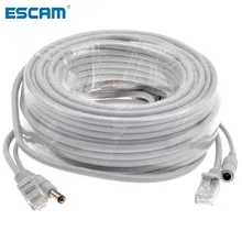 ESCAM 5 м/10 м/15 м/20 м/30 м дополнительный серый CAT5/CAT-5e Ethernet кабель RJ45+ DC мощность CCTV сети Lan кабель для системы ip-камер
