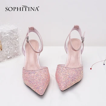 

SOPHITINA Fashion Buckle Strap Sandals High Quality Cow Leather Solid Comfortable Square Heel Shoes New Women's Sandals MO110