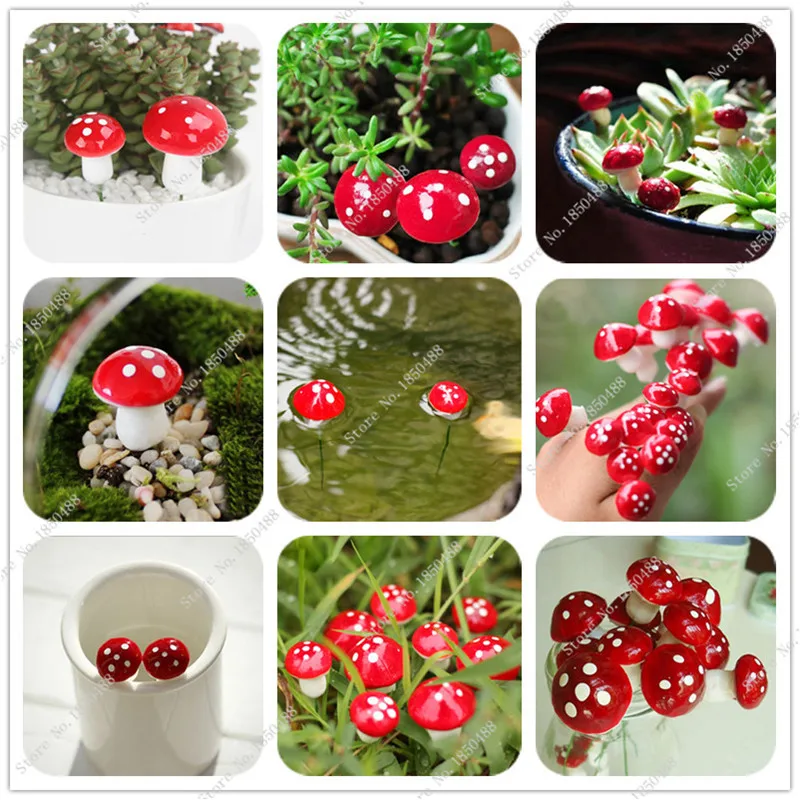 30 Шт. Мини Красный Гриб Украшения ремесел для Миниатюрный Горшки Фея Суккуленты