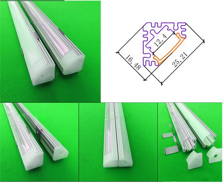 10x1 м провод скрытый угловой алюминиевый профиль для светодиодной ленты, молочный/Прозрачный чехол для 12 мм pcb с фитингами