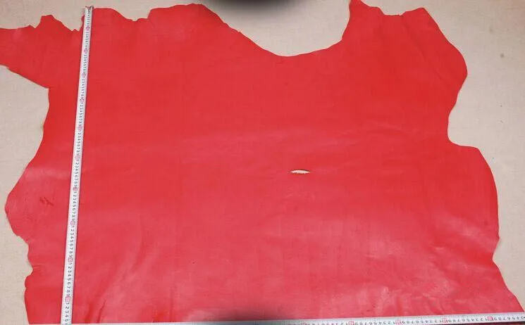red Genuine Pig grain skin leather material sale by whole piece