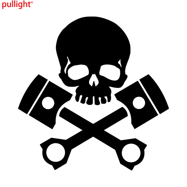 Skull Crossed Pistons Car Motorcycle Laptop Vinyl Decal Stickerin Car