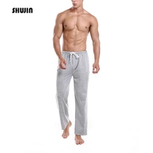 SHUJIN мужские свободные длинные пижамные брюки на шнурке для сна мужские повседневные однотонные домашние пижамы на четыре сезона удобные штаны