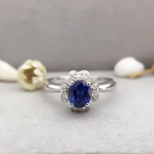 18K Gold Natural Sapphire Women Ring with Diamond Setting 2016 New Fine Jewelry Wedding Band Engagement (Can be customized)