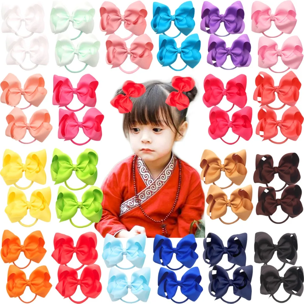 Boutique Hair Bows Tie Baby Girls Kids Children Rubber Band Ribbon Hair band
