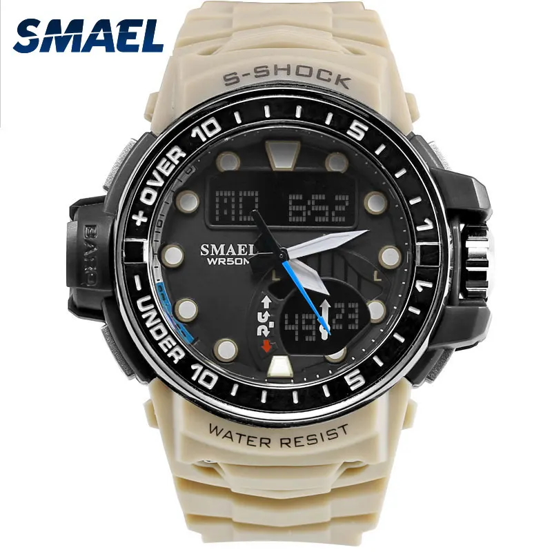 

SMAEL Men Watches LED Auto Date Mechanical Cool Casual Fashion Stopwatch Big White Watches 1626 Man Clock Sports Watch Digital