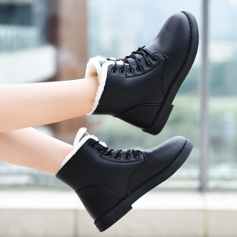 

Women ankle boots 2018 platform winter shoes lace-up women snow boots non-slip women martin boots zapatos de mujer