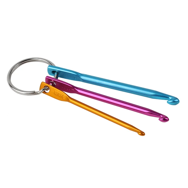 3 Sizes/set Mini Aluminum Keychain Crochet Hooks DIY Multicolour Crafts Tools Knitting Needles Sewing Tools Hook Size 3/4/5mm 3