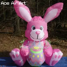 Пасхальный ярд модель интерьера, Надувной розовый маленький кролик с яйцом, надувная Пасхальная комбинация
