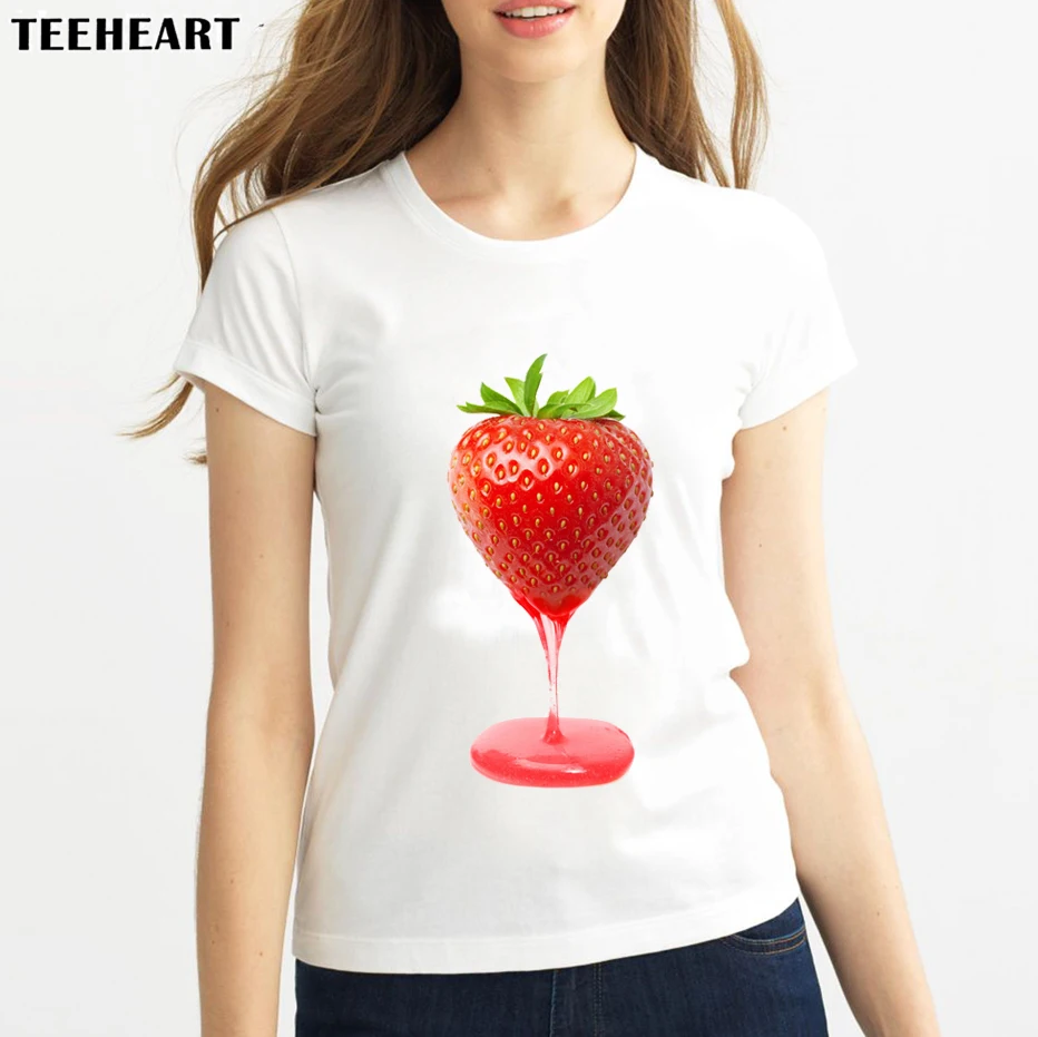 

TEEHEART Fruit Strawberry Honey Grape Summer Female Women O-Neck Short Sleeve Printed Designer T-shirt Ladies Tops Tees pc468