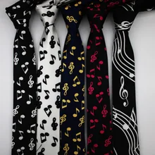 Мужской музыкальный галстук из полиэстера, 5 см., для шеи, с музыкальной нотой, цветной, узкий, тонкий галстук для мужчин, для свадьбы, вечерние, для концерта, подарок