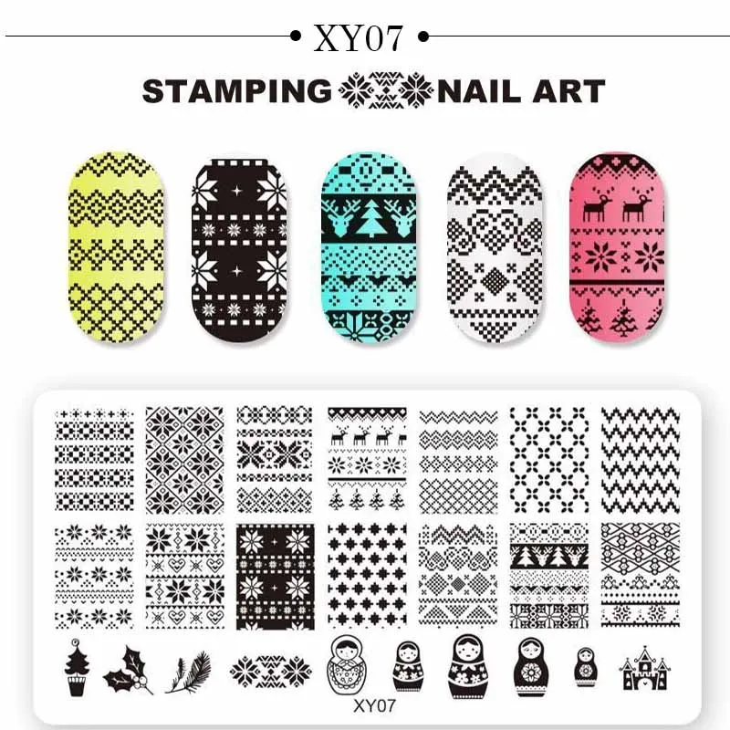 Рождественская тема пластины для штамповки ногтей Санта-Снежинка Колокольчик для ногтей штамп для дизайна ногтей - Цвет: 7