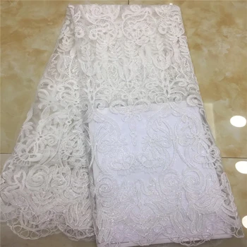 

VILLIEA White Lace Fabric Women, Flower Tulle African Lace Fabric, High Quality Lace African Tulle Lace Fabric With Sequins