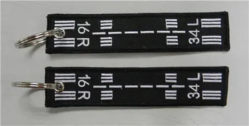 

Aviation Active Runway Keyring 16R 34L Line Custom Fabric Embroidery Keychains