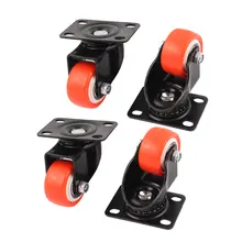 UXCELL 4Pcs 1.5″ Round Wheel Rectangle Top Plate 360 Degree Rotation Swivel Brake Caster