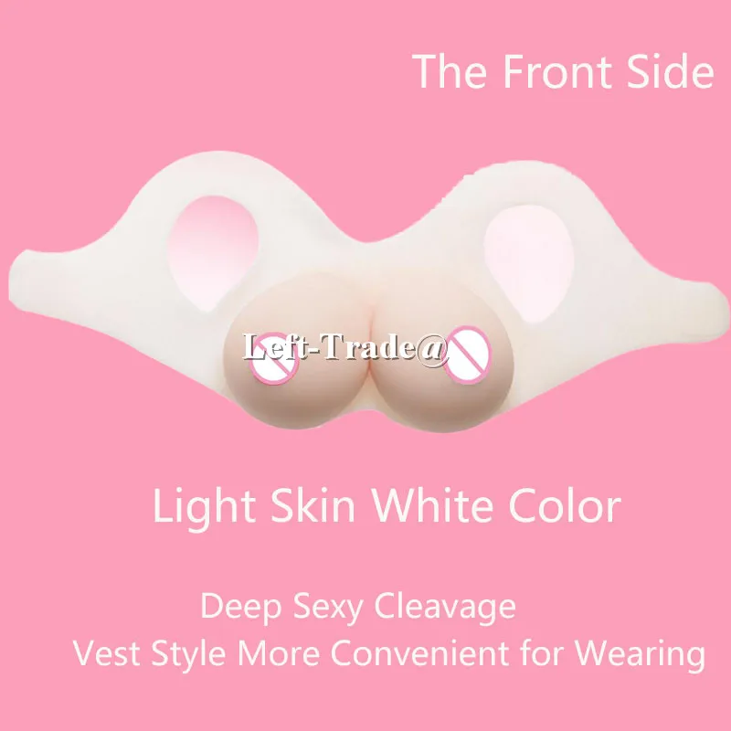 NEW HERE 1000g realistic boobs invisible bra light skin white color movi props silicone fake breast form for men cosplay