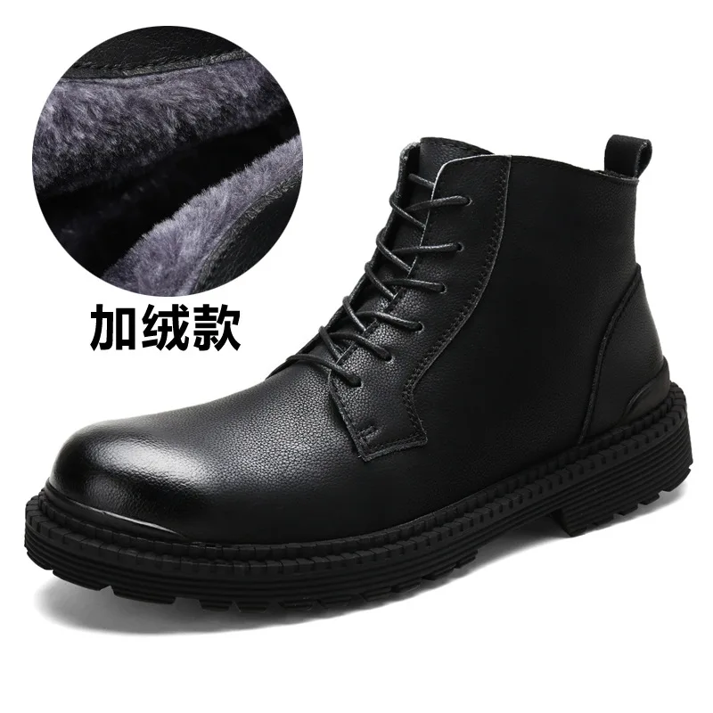 

Winter Hot Style Wear-resistant Two-layer Cowhide Thermal Martin Boots Men's Hi-top Shoes British Style Men's Boots