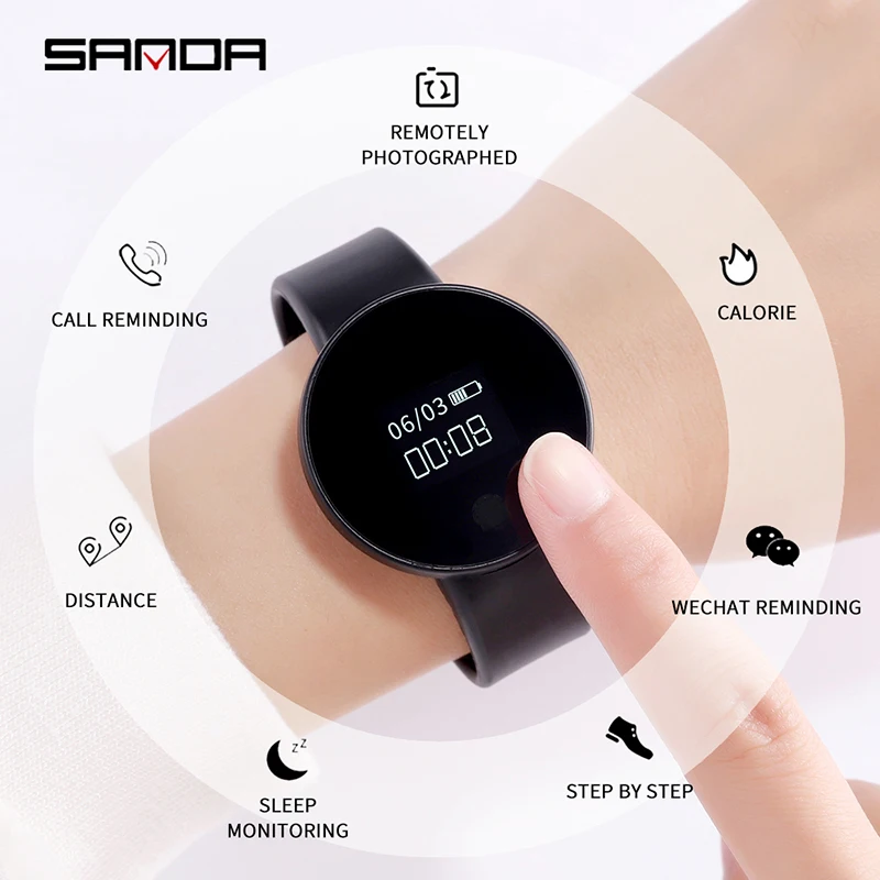 

SANDA waterproof Bluetooth smart men's watch pedometer fitness tracker call reminder smart ladies watch for IOS Android clock