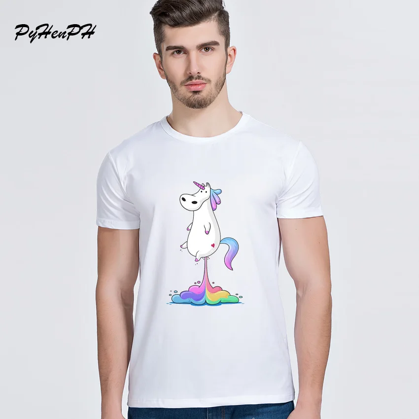 2017 Latest Men Unicorn Fart T shirt Summer Short Sleeve