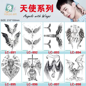 

8 Different Styles Devil Hole Cool Feather Wings Tattoo Designs Temporary Tattoos Man With Demon Angels Wing Modern Body Tattoo
