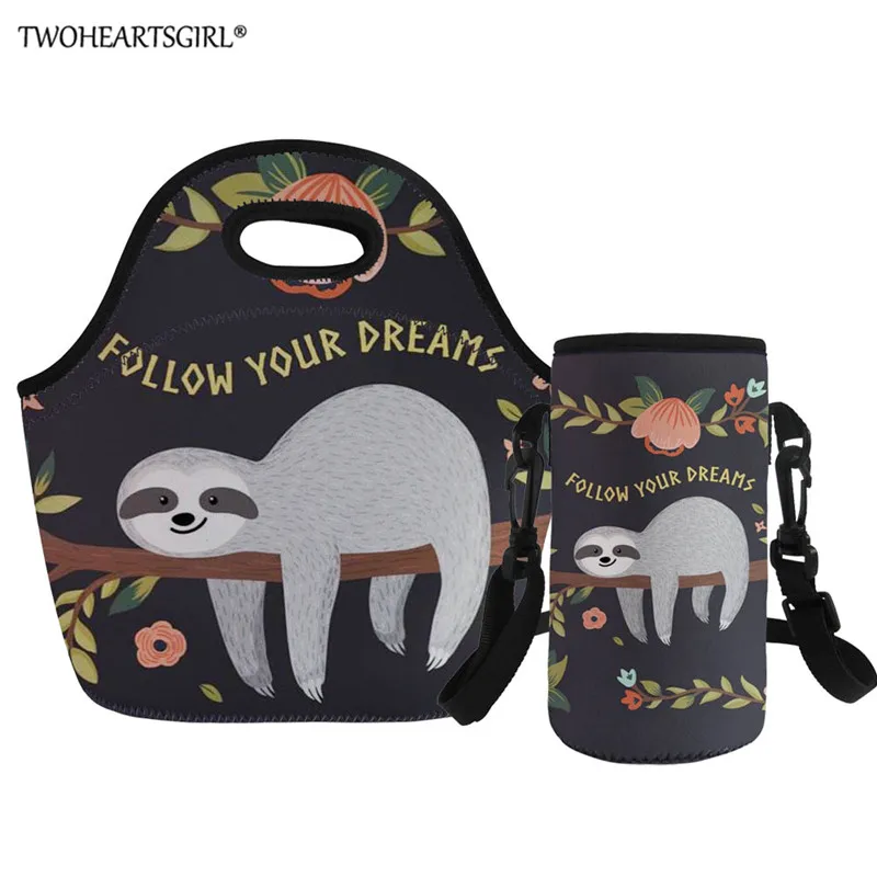 Bolsas de Almoço para Mulheres Twoheartsgirl Térmica Isolado Bonito Sloth Impressão Crianças Bolsa Térmico Lancheira Comida Piquenique Bolsas Tote