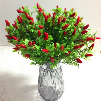 

Fake Pepper Bunch (7 stems/piece ) Simulation Red Peppers for Wedding Home Showcase Decorative Artificial Plants