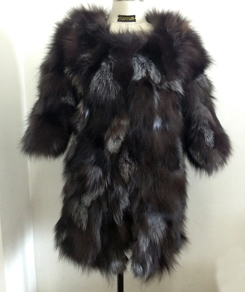 Новинка, натуральное пальто из лисьего меха, меховая куртка для женщин, модный бренд, мех FP465