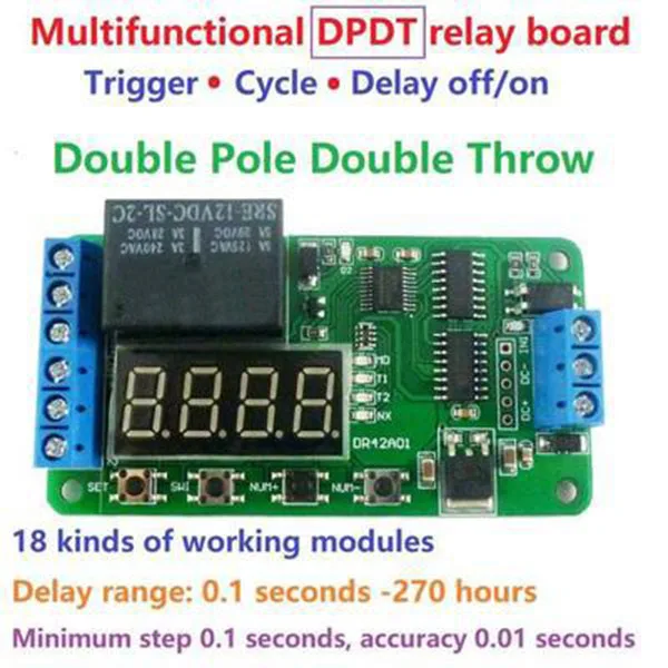 

Dual Channel DPDY Delay Timer Relay Module Swicth 12V DR42A01 EM88
