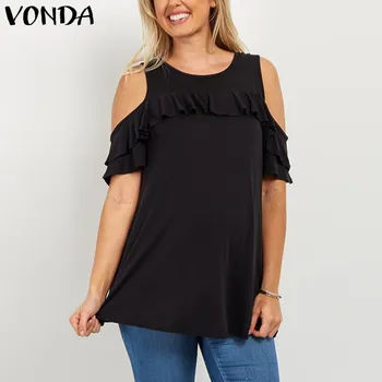 

VONDA 2020 Off the Shoulder Solid Color Pregnant Tops Summer Short Sleeve Loose Maternity Blouses And Tops Femme Casual Blusas