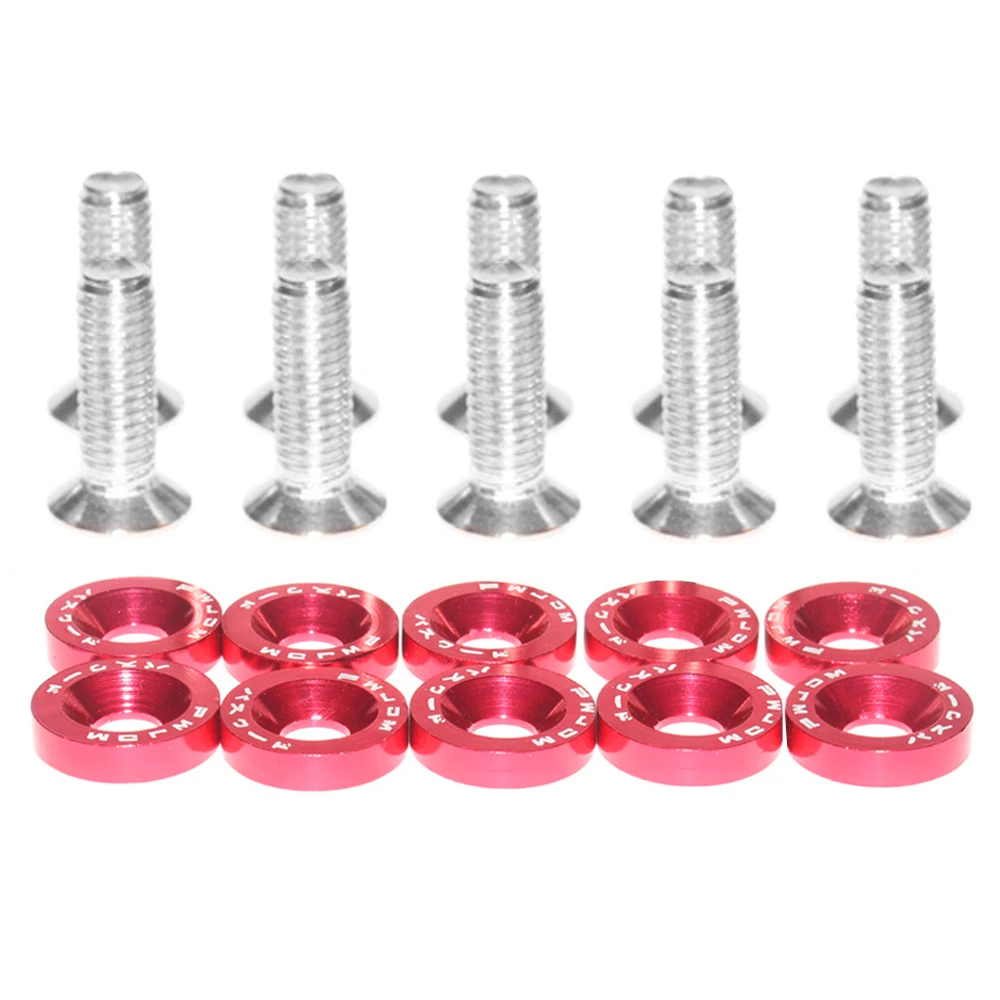 

10PCS M6x20 Car Styling Universal Modification JDM Sticker Stickers Password Fender Washer License Plate Bolts Auto Accessories