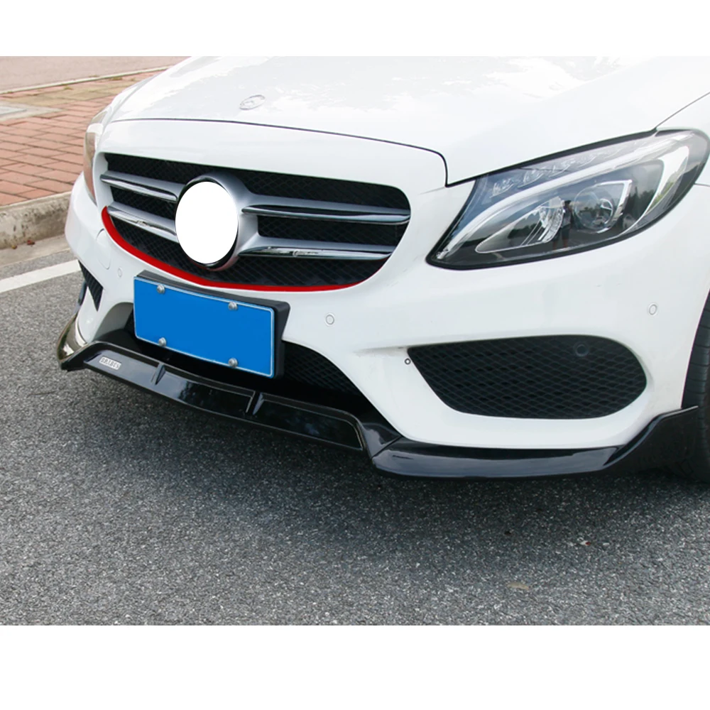 ABS черный передний бампер подбородок защита для губ Benz W205 C205 S205 C180 C200 C300 C43 с Amg