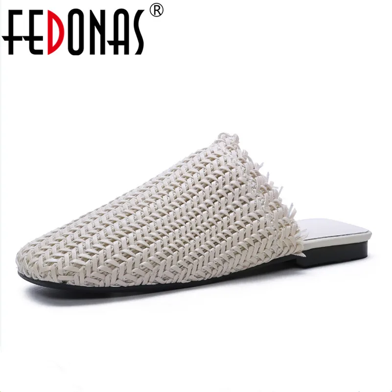 

FEDONAS Brand Women Slippers 2019 Design Elegant New Arrival Casual Shoes Spring Autumn Shoes Woman Vintage Basiced Shoes
