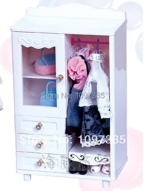 Шт., подарок на день рождения для девочки, 11 шт., кукольная мебель(1 шкаф+ 2 туфли пакета(ов)+ 3 вешалки+ 3 одежды) для куклы