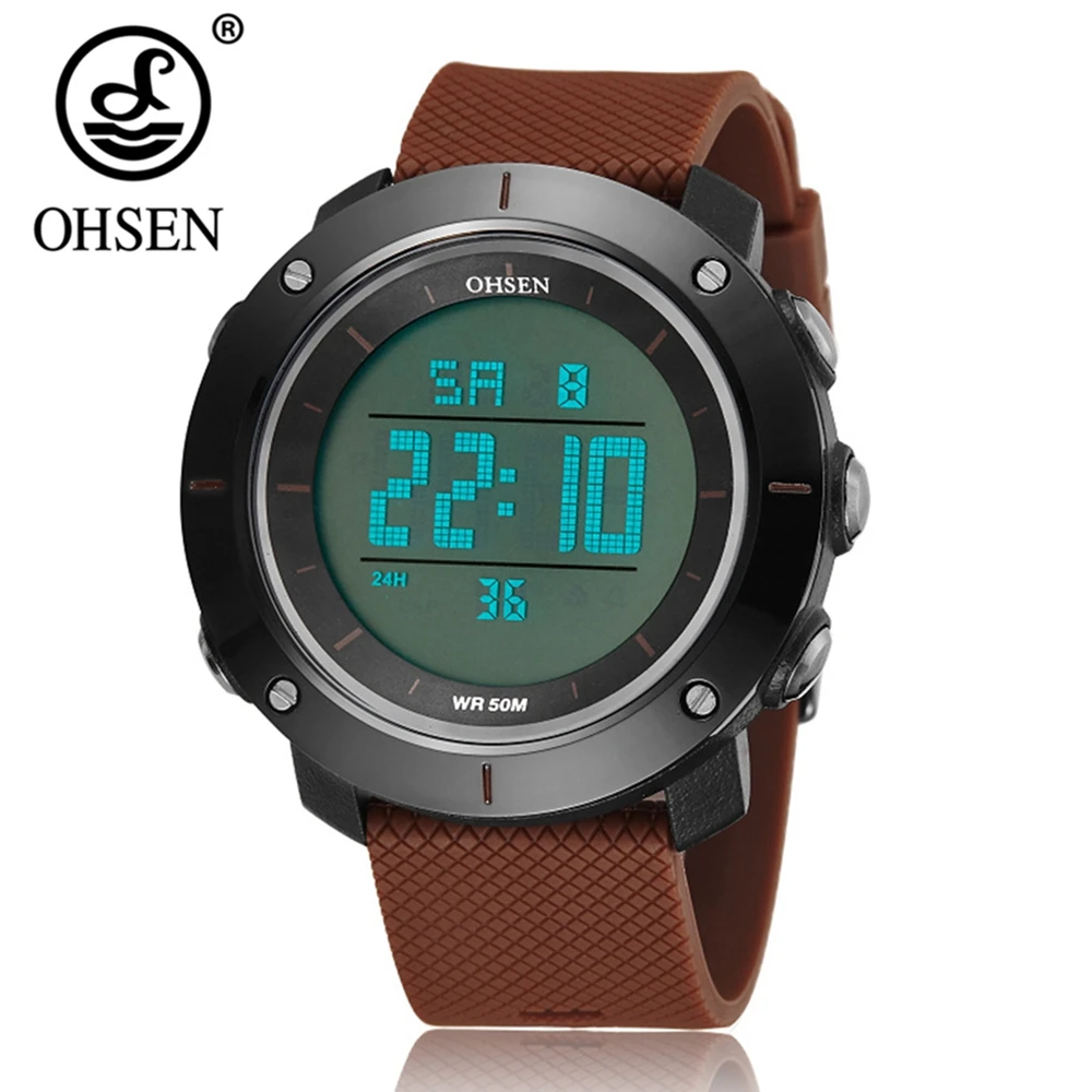Модные мужские цифровые часы OHSEN для отдыха, 5ATM, для дайвинга, мужские спортивные наручные часы для кофе, ручные часы, Reloj Masculino