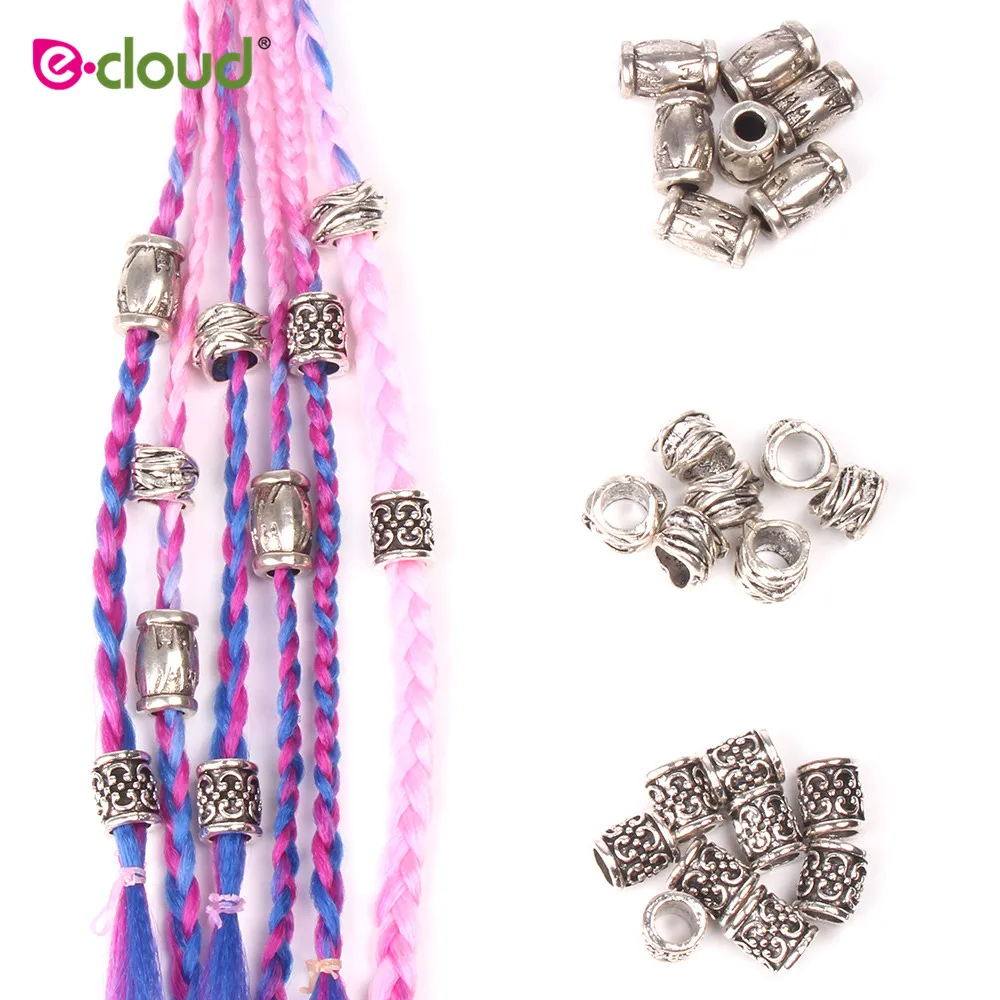 

10pcs/pack Tibetan silver different 3 styles hair braid dread dreadlock bead clip cuff 7mm inner hole jewelry