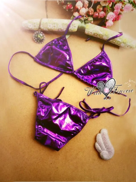 Buy Sexy Leather Surface Bikini 1pc Mini Bikinis Set 