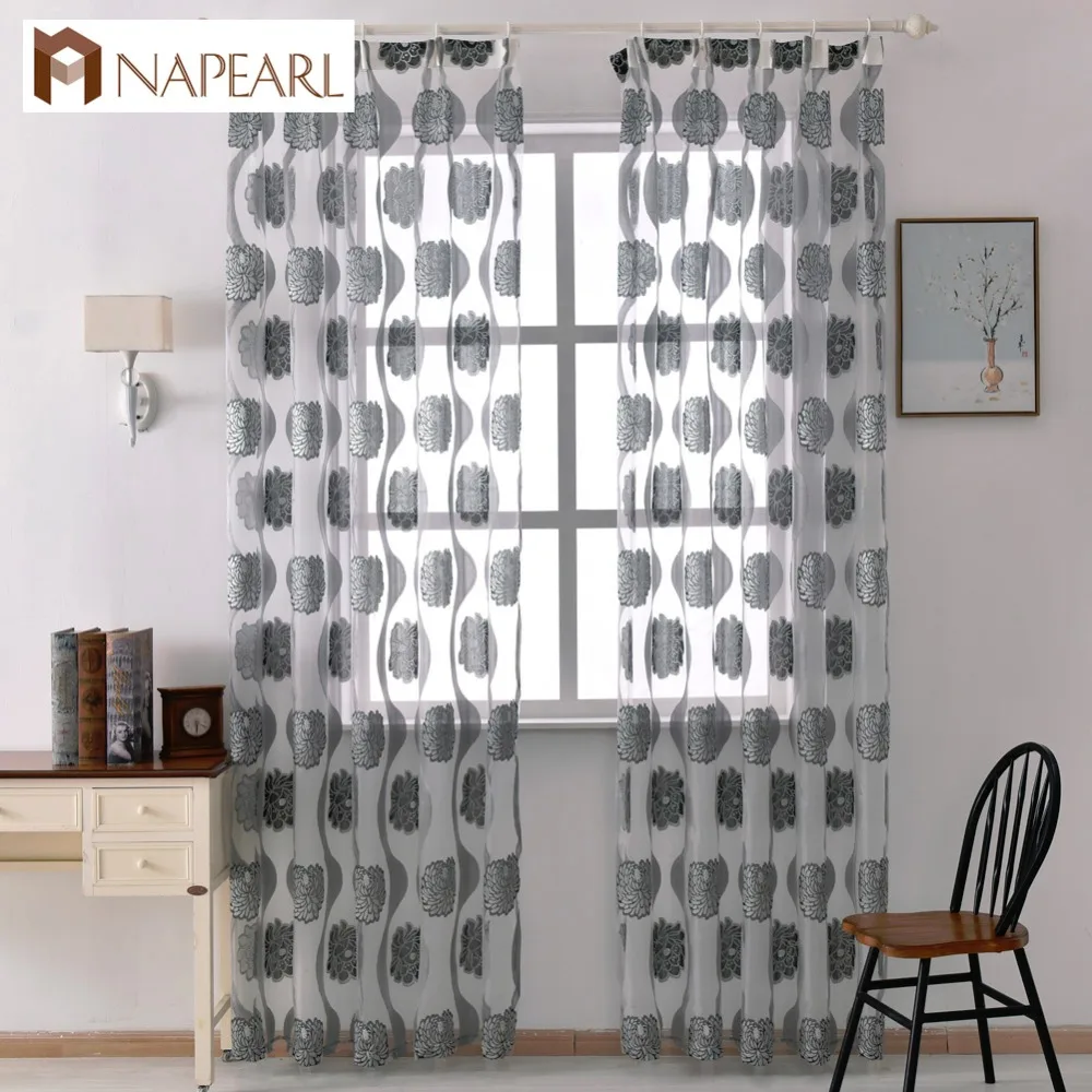 

Organza tulle curtains kitchen curtains designs sheer panel transparent window curtain luxury elegant floral ready made curtain
