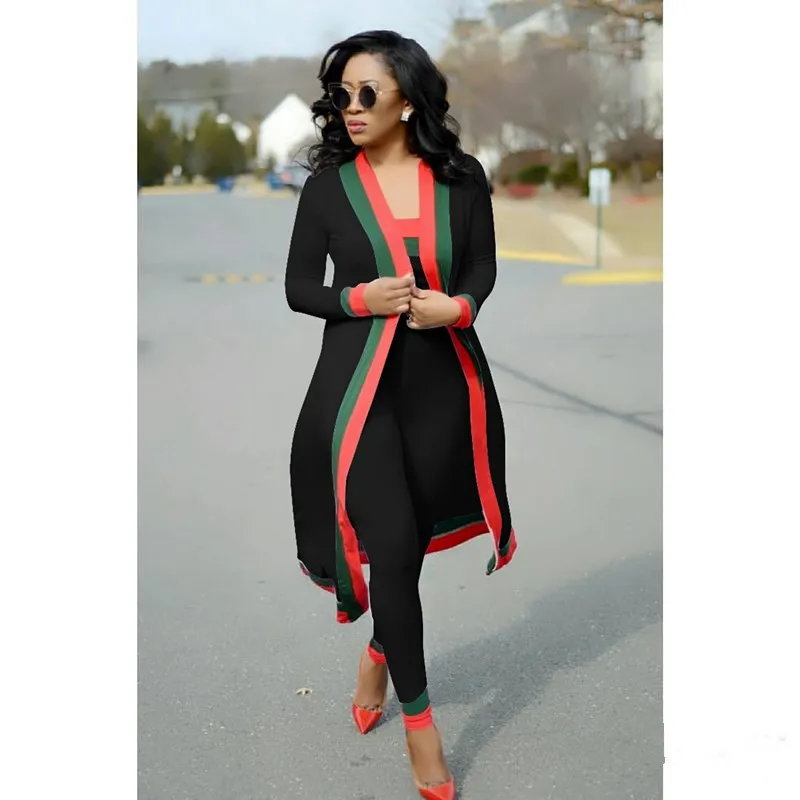 2020 Spring  Summer Red And Green Strape Stitching Wrapped Chest Tights 3 pieces Contigt Sets S628 