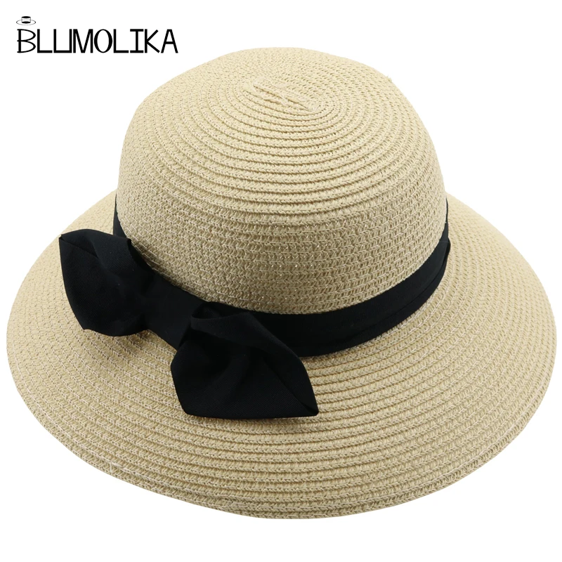 

Fashion women summer straw hat with big brim beach hat foldable UV protection girl's wide brim sun hats for travelling wholesale