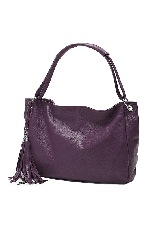 Женская сумка из искусственной кожи на молнии с кисточкой через плечо фиолетовая