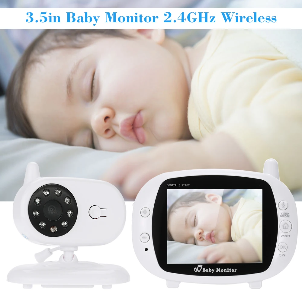 

Wireless Baby Monitor 3.5in LCD with IR night vision effect Automatical pairing LED Two Way Intercome Support 4 cameras connect