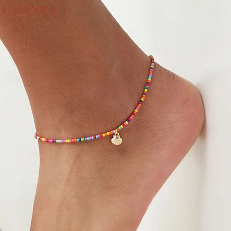 de conchas bohemias para mujer, pulseras tobillo con cuentas coloridas para mujer, pulsera pierna, joyería para pie de playa C4 - AliExpress Joyería y accesorios
