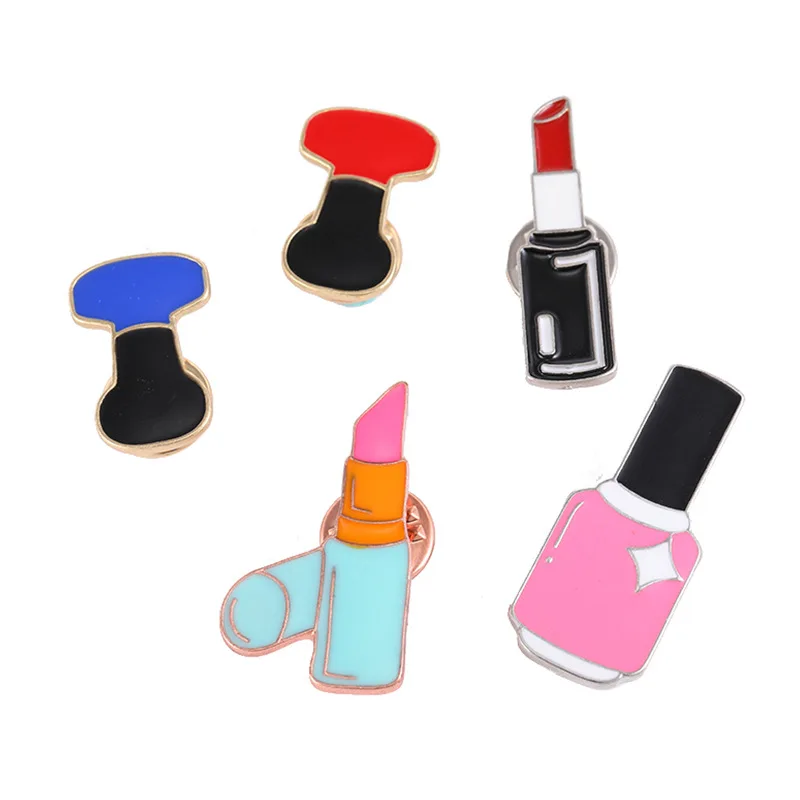 

Nail Polish Figure Brooches for Women Lipstick Enamel Pin Girl Backpack Button Pin Denim Jackets Hat Cloth Accessories Jewelry