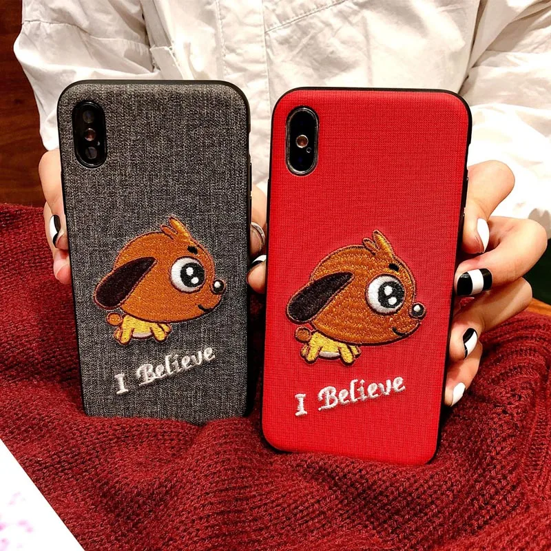 

Three-dimensional embroidery phone case for iPhone 6 6S Simple phone case for iPhone7 8 D phone case for iPhone X XS XR MAX