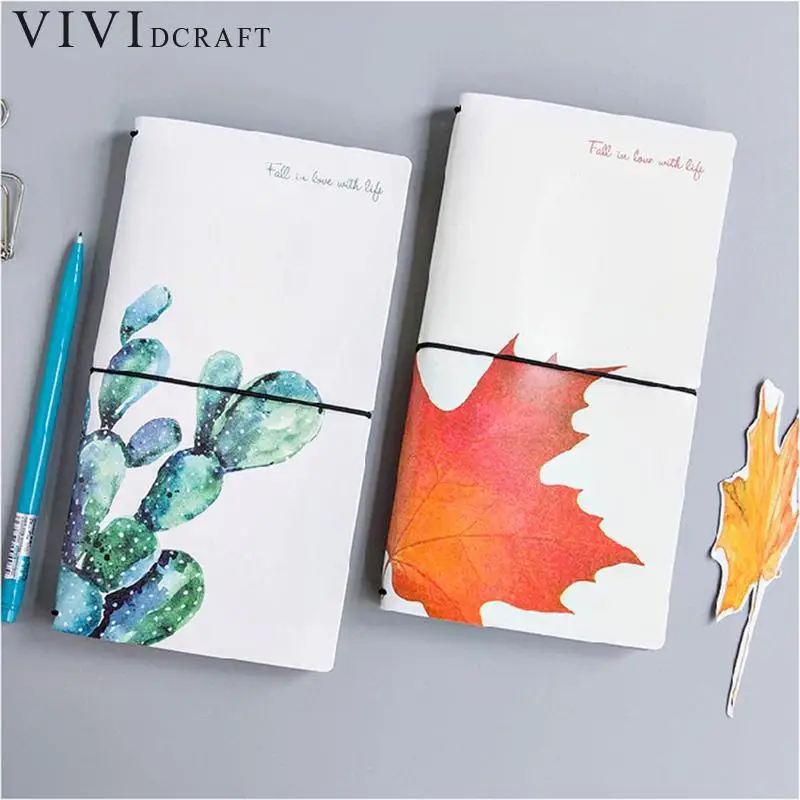 

Vividcraft Creative Oil Leaves PU Leather Cover Planner Notebook Diary Book Binding Note Notepad Travelers Notebooks