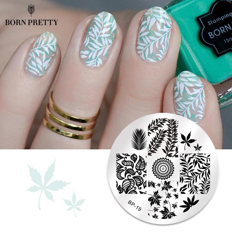 

BORN PRETTY Leaves Theme Nail Art Stamp Template Image Plate BP19