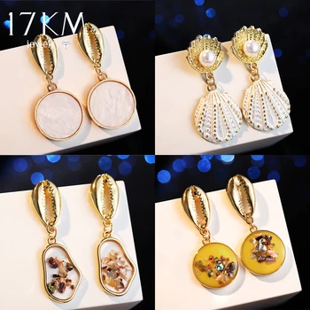 

17KM Bohemian Geometric Dangle Earrings For Women Heart Gold Drop Earring 2019 Brincos Party Gift Fashion Seashell Jewelry