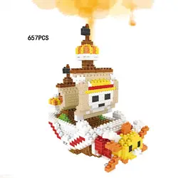 Горячая аниме одна деталь тысяча Солнечный nanoblock пиратский корабль micro diamond building block модель assemable кирпичи игрушечные лошадки коллекция